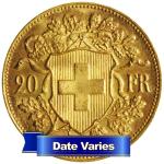 Swiss Gold 20 Francs Helvetia Coin
