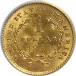 1853 Liberty One Dollar Gold Coin - PCGS MS-63
