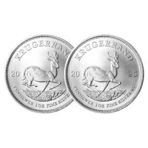 2 South Africa Silver Krugerrand Coins 1 oz