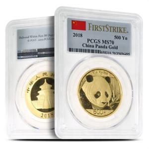 30g Chinese Gold Panda Coin MS70 - Random Year