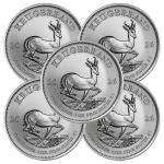 2026 South Africa Silver Krugerrand - Lot of 5