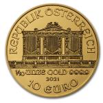 2021 Austria 1/10 oz Gold Philharmonic Coin