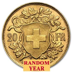 Swiss Gold 20 Francs Helvetia Coin - 0.1867 oz