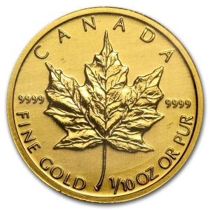 1/10 oz Canada Gold Maple Leaf Coin