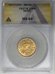1927-B Swiss 20 Francs Gold Coin MS 64