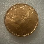 1949 Swiss Helvetia 20 Francs Vreneli Gold Coin