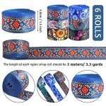 Grosun 6 Rolls 1.5" Patterned Nylon Webbing Belts