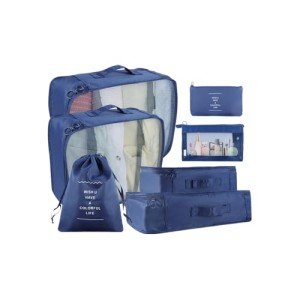 7-Piece Travel Packing Organizer Set (Dark Blue)