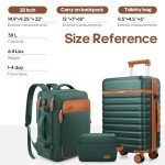 3-Piece Hardside Luggage Set with Backpack - Green