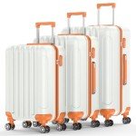Nazhura 3-Piece White Hard Shell Luggage Set