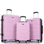 3 Piece Lightweight Hardshell Luggage Set - Pink