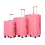 Merax 3-Piece Pink Hardside Luggage Set