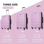 3 Piece Lightweight Hardshell Luggage Set - Pink