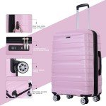 3 Piece Lightweight Hardshell Luggage Set - Pink