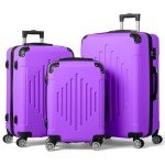 Light Purple 3-Piece Luggage Set with Spinner Wheels