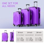 Light Purple 3-Piece Luggage Set with Spinner Wheels