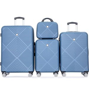 4-Piece Lightweight Hardshell Luggage Set - Blue