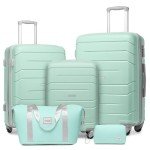 5-Piece Mint Green Expandable Luggage Set