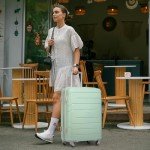 5-Piece Mint Green Expandable Luggage Set
