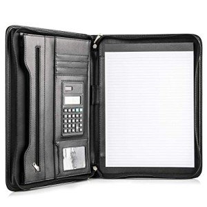 Cossini Black Vegan Leather Business Portfolio Padfolio