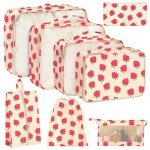8 Packing Cubes Set with Toiletry Bag - Strawberry