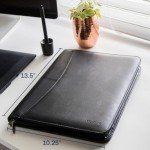 Cossini Black Vegan Leather Business Portfolio Padfolio