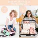 8 Packing Cubes Set with Toiletry Bag - Strawberry