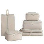 Beige 6-Piece Compression Packing Cubes Set