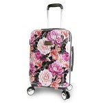 BEBE Women's 21" Black Floral Carry-on Spinner