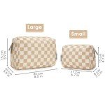 Checkered Travel Makeup Bag with Compartments