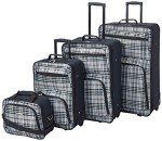 Black Plaid 4-Piece Softside Luggage Set