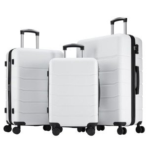 White 3-Piece Expandable Hard Shell Luggage Set