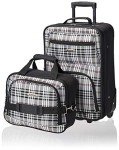 Rockland Expandable Black Plaid Luggage Set - 2-Piece
