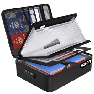 Fireproof File Organizer Bag with Lock & Labels