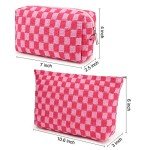Checkered Cosmetic Bag Set for Travel and Organizing