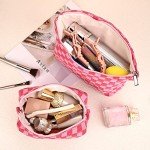 Checkered Cosmetic Bag Set for Travel and Organizing