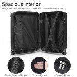 SONSENAI 3-Piece Expandable Black Luggage Set