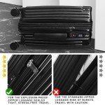 SONSENAI 3-Piece Expandable Black Luggage Set