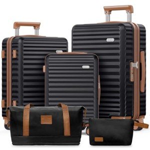 SHOWKOO 3-Piece Black Hardside Luggage Set