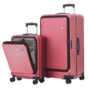 Lightweight 2-Piece Aluminum Luggage Set – Wine Red
