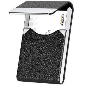 Sleek PU Leather Business Card Holder - Black