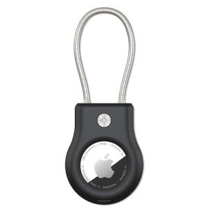 AirTag Keychain Holder with Secure Lock and Cable