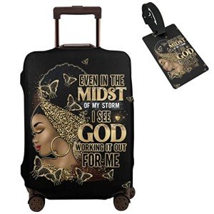 African American Woman Luggage Cover with Zipper