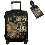 African American Woman Luggage Cover with Zipper