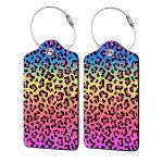 Neon Leopard Print Luggage Tags - 2 Pack