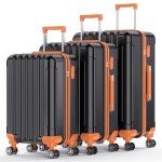 3-Piece Hardside Luggage Set in Black/Brown