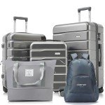 Light Grey 5-Piece Merax Hardshell Luggage Set