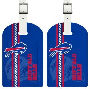 Leather Football Luggage Tags - 2 Pack, Red & Blue