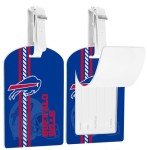 Leather Football Luggage Tags - 2 Pack, Red & Blue