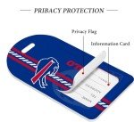 Leather Football Luggage Tags - 2 Pack, Red & Blue